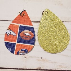 Denver Broncos faux leather earrings